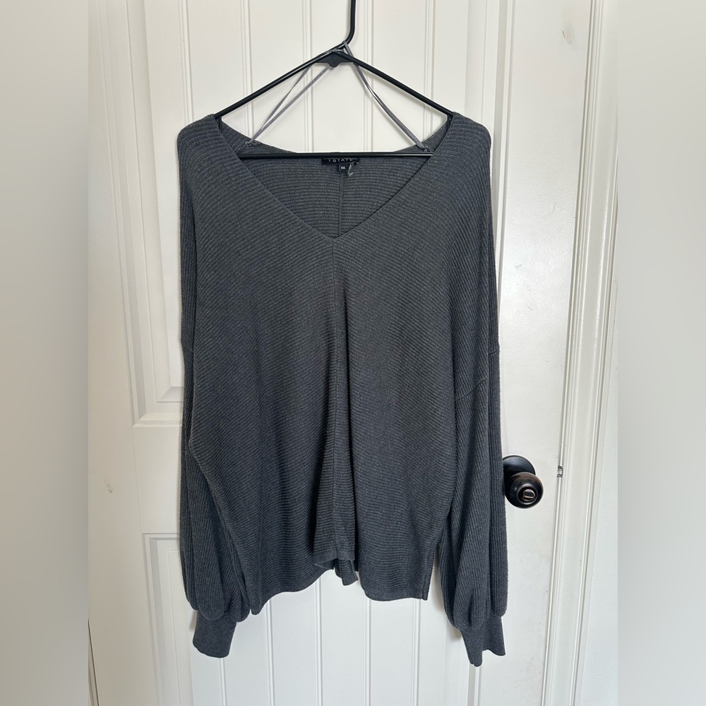 1. State Gray Ribbed Sweater